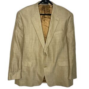 Ralph by Ralph Lauren Silk Wool Tweed Blazer Jacket Sport Men 50L Beige 2-Button